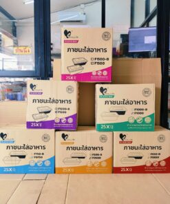 กล่องข้าวพลาสติก กล่องอาหารพลาสติกเหลี่ยมดำ (ยกลัง) พร้อมฝา ยี่ห้อEASY LIFE