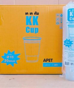 แก้ว PET 20 ออนซ์ ปาก 98 mm. แก้วอย่างเดียว แก้วพร้อมฝา โดม,ฮาฟ,ยกดื่ม ยี่ห้อKK CUP ยกลัง 1,000 ชุด