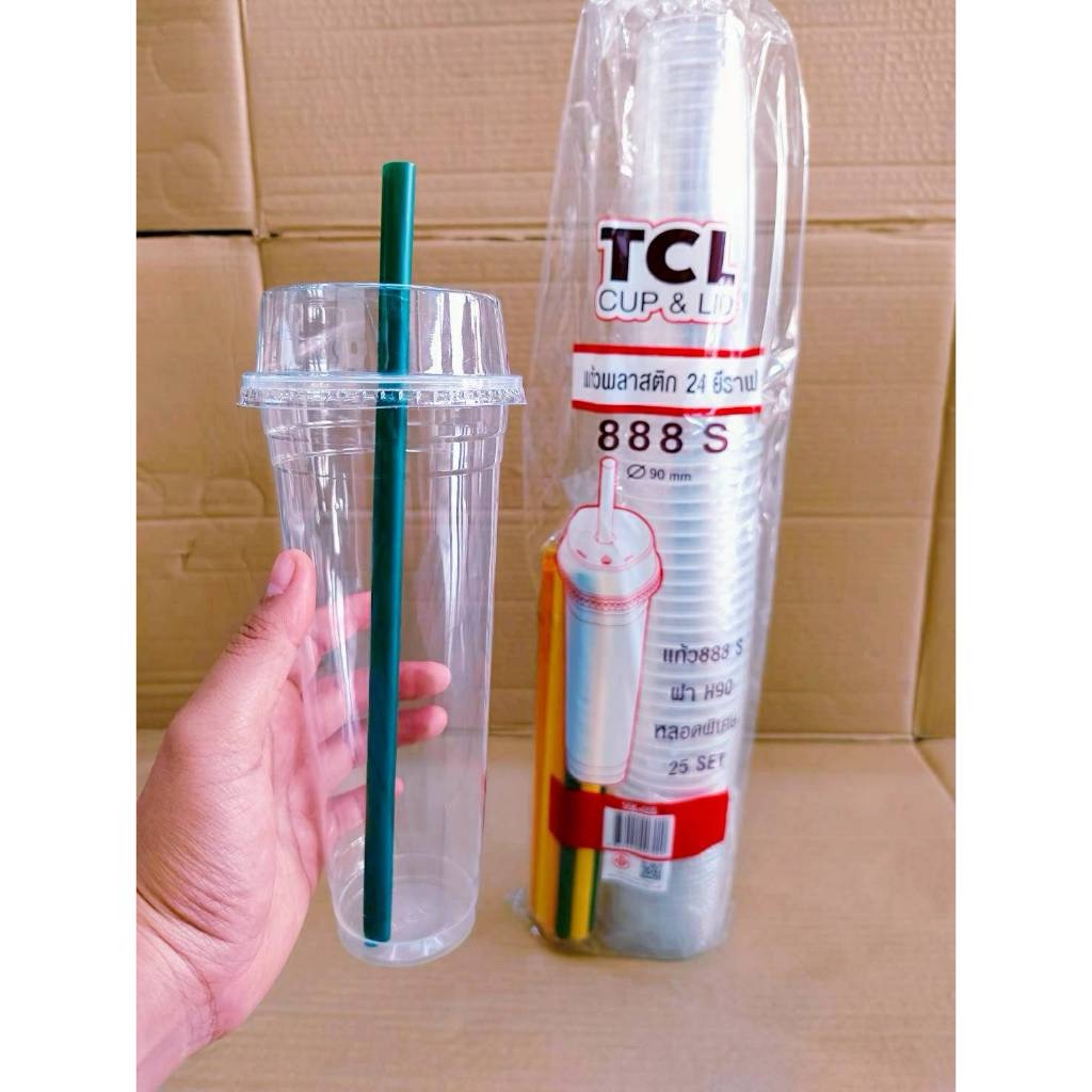 แก้วยีราฟ 24 ออนซ์ พร้อมฝาฮาฟปาก 90 mm.+หลอดมุกคละสี ยกลัง 600 ชิ้น ยี่ห้อTC - Image 2