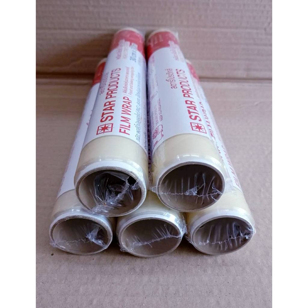 ฟิล์มถนอมอาหาร ฟิล์มยืดห่ออาหาร wrap ขนาด 30 cm. x 30 m. ยี่ห้อ star products ยกลัง 48 ม้วน - Image 7