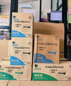 กล่องข้าวพลาสติก กล่องอาหารพลาสติกถ้วยกลมดำ (ยกลัง) พร้อมฝา ยี่ห้อEASY LIFE