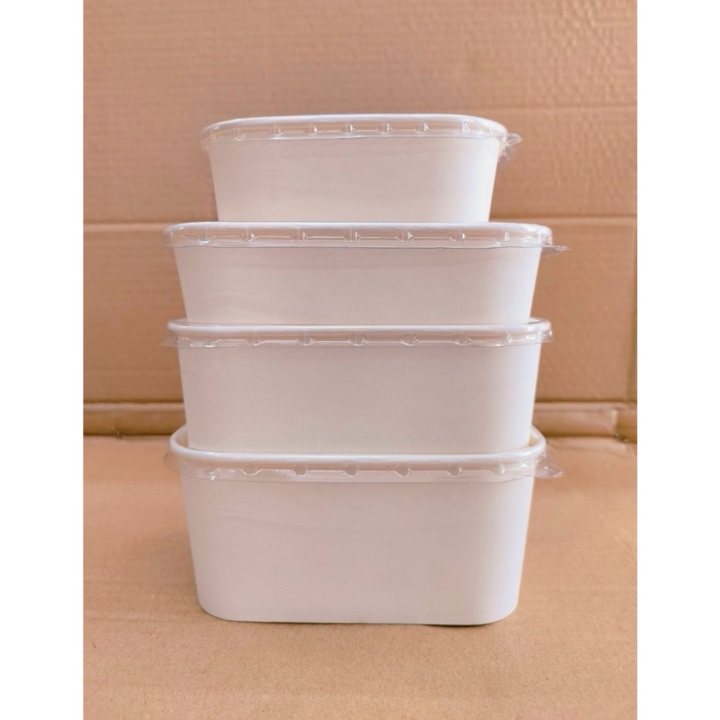กล่องอาหารวงรี สี คราฟท์ - ขาว พร้อมฝาPETรุ่นLite ขนาด 360 , 500 , 750 , 1.000 ml. 10แพค(1ลัง)ยี่ห้อBoxjourney - Image 5