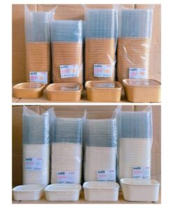 กล่องอาหารวงรี สี คราฟท์ - ขาว พร้อมฝาPETรุ่นLite ขนาด 360 , 500 , 750 , 1.000 ml. 10แพค(1ลัง)ยี่ห้อBoxjourney