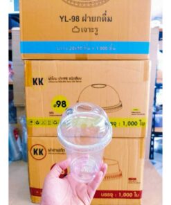 Alternative view of ฝาแก้วพลาสติก ฝา โดม,ฮาฟ,ยกดื่ม ปาก 98 mm. ยี่ห้อKK CUP , YYE ยกลัง 1,000 ชิ้น