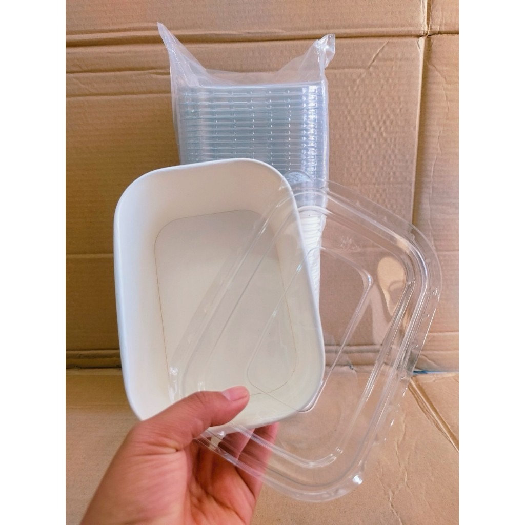 กล่องอาหารวงรี สี คราฟท์ - ขาว พร้อมฝาPETรุ่นLite ขนาด 360 , 500 , 750 , 1.000 ml. 10แพค(1ลัง)ยี่ห้อBoxjourney - Image 2