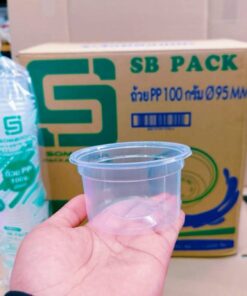 Alternative view of ถ้วย 100 กรัม (g) เรียบใส ปาก 95 mm. ยี่ห้อSB (ยกลัง) 1,000 ใบ